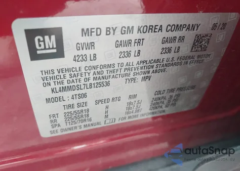 2020 Buick Encore Gx Fwd Select z USA, uszkodzony, nr VIN KL4MMDSL7LB125536